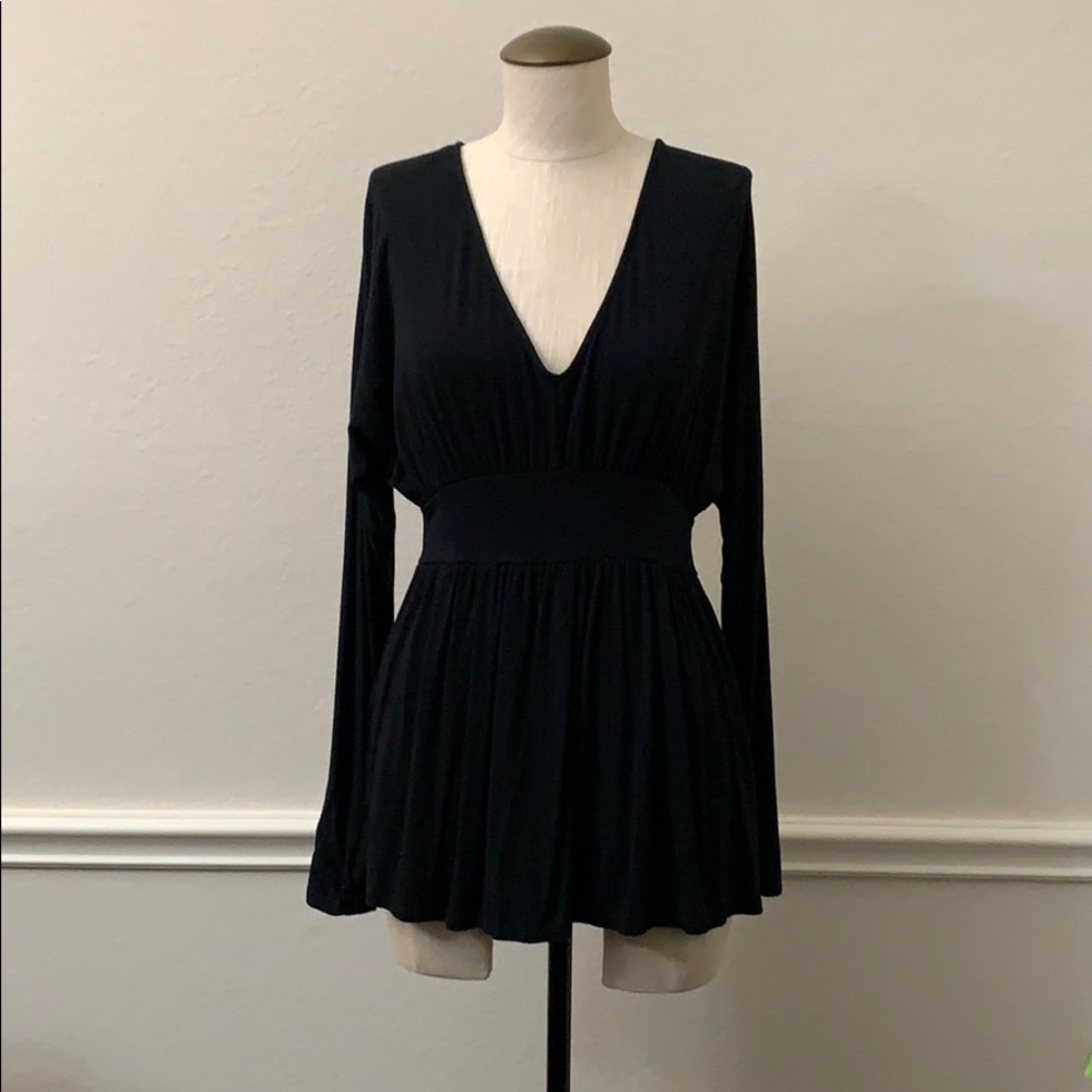 Boston Proper Black Long Sleeve V-Neck Tunic